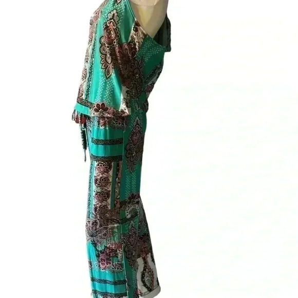 Flirty Pink floral print open back Green jumpsuit Size M - Picture 5 of 10